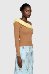 Afon Tek Omuz Uzun Kollu Triko Üst